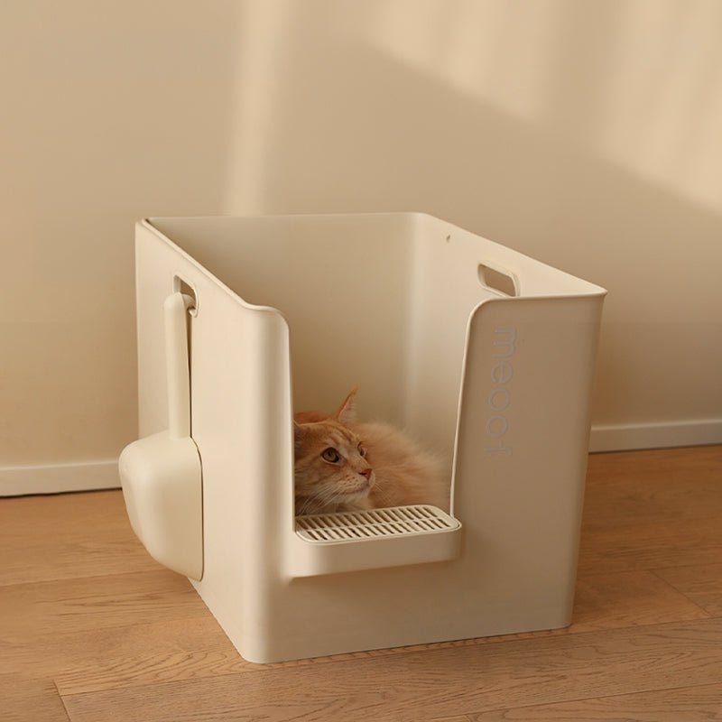 Extra Large Semi - Enclosed Cat Litter Box with Step & Scoop Set