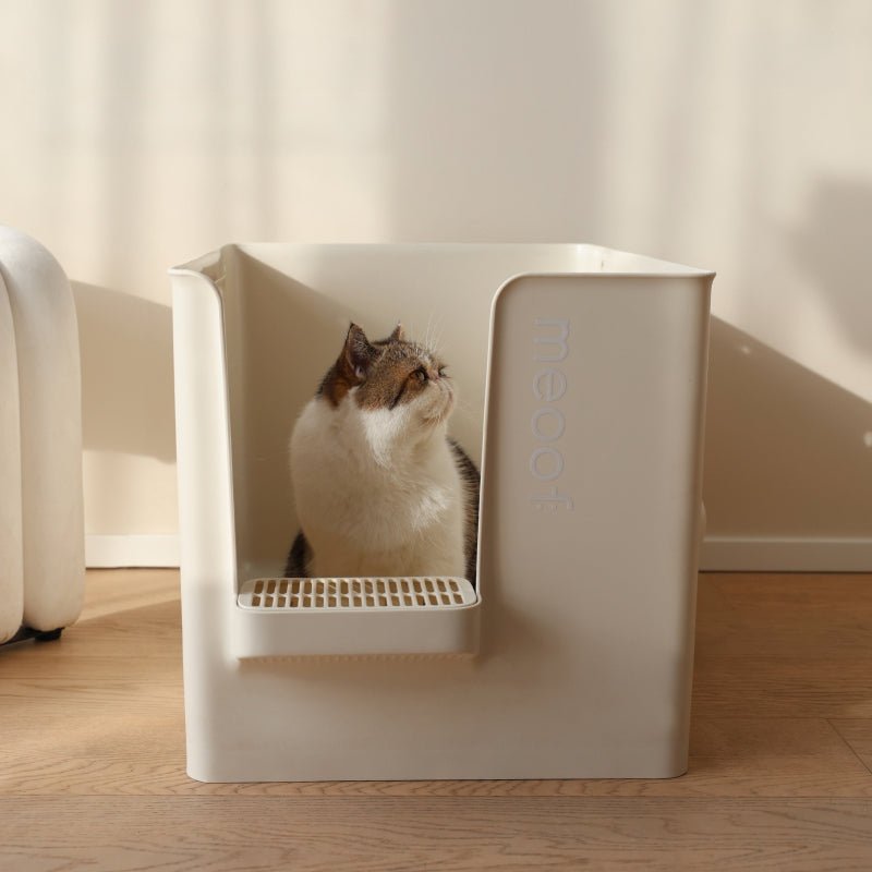 Extra Large Semi - Enclosed Cat Litter Box with Step & Scoop Set
