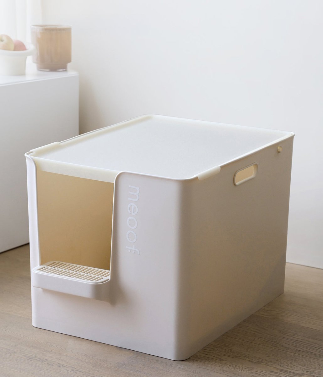 Extra Large Semi - Enclosed Cat Litter Box with Step & Scoop Set