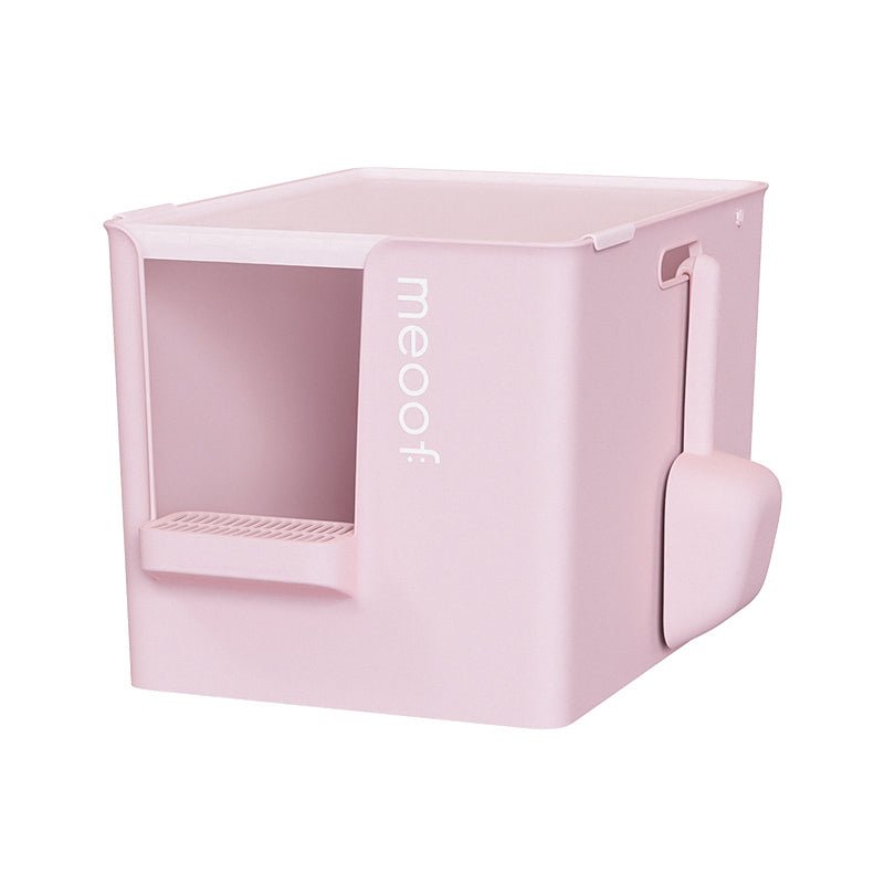 Extra Large Semi - Enclosed Cat Litter Box with Step & Scoop Set