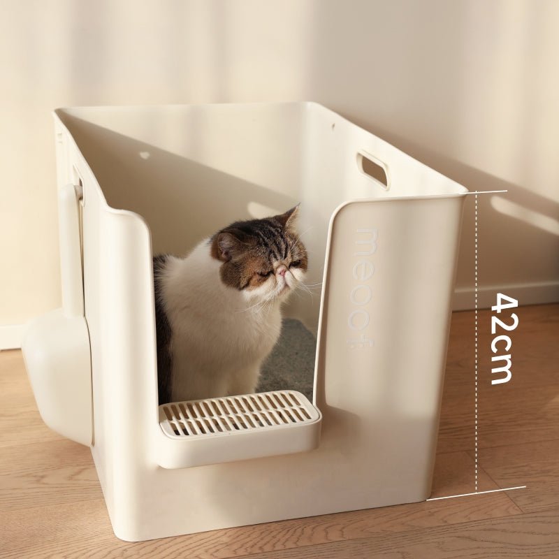 Extra Large Semi - Enclosed Cat Litter Box with Step & Scoop Set