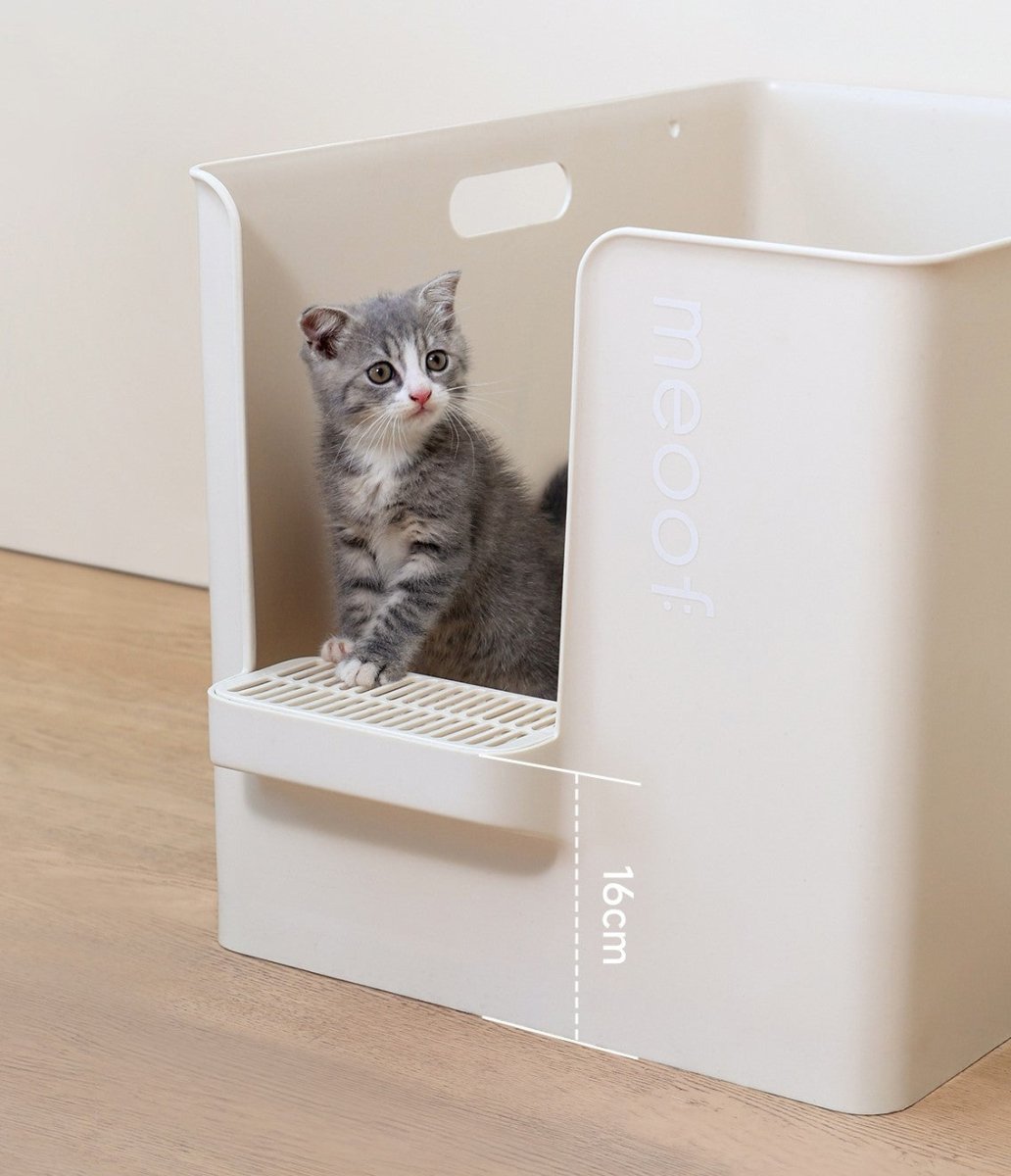 Extra Large Semi - Enclosed Cat Litter Box with Step & Scoop Set