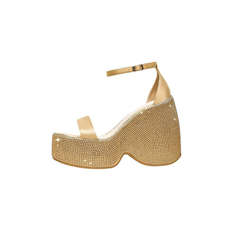 Fairytale Silk Rhinestone Platform Wedge Sandals