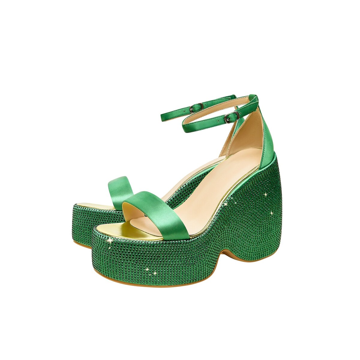 Fairytale Silk Rhinestone Platform Wedge Sandals