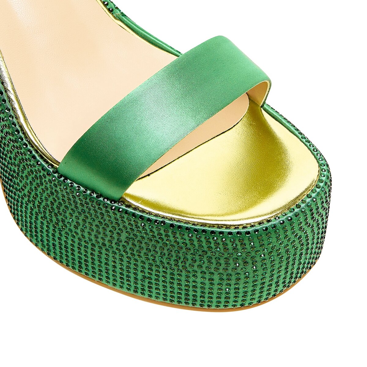 Fairytale Silk Rhinestone Platform Wedge Sandals