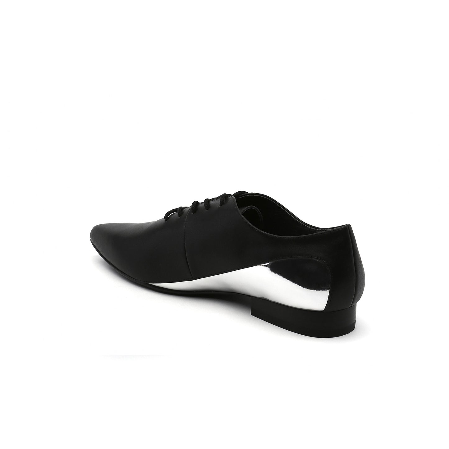 faux croc embossed lace up oxfords all black 4
