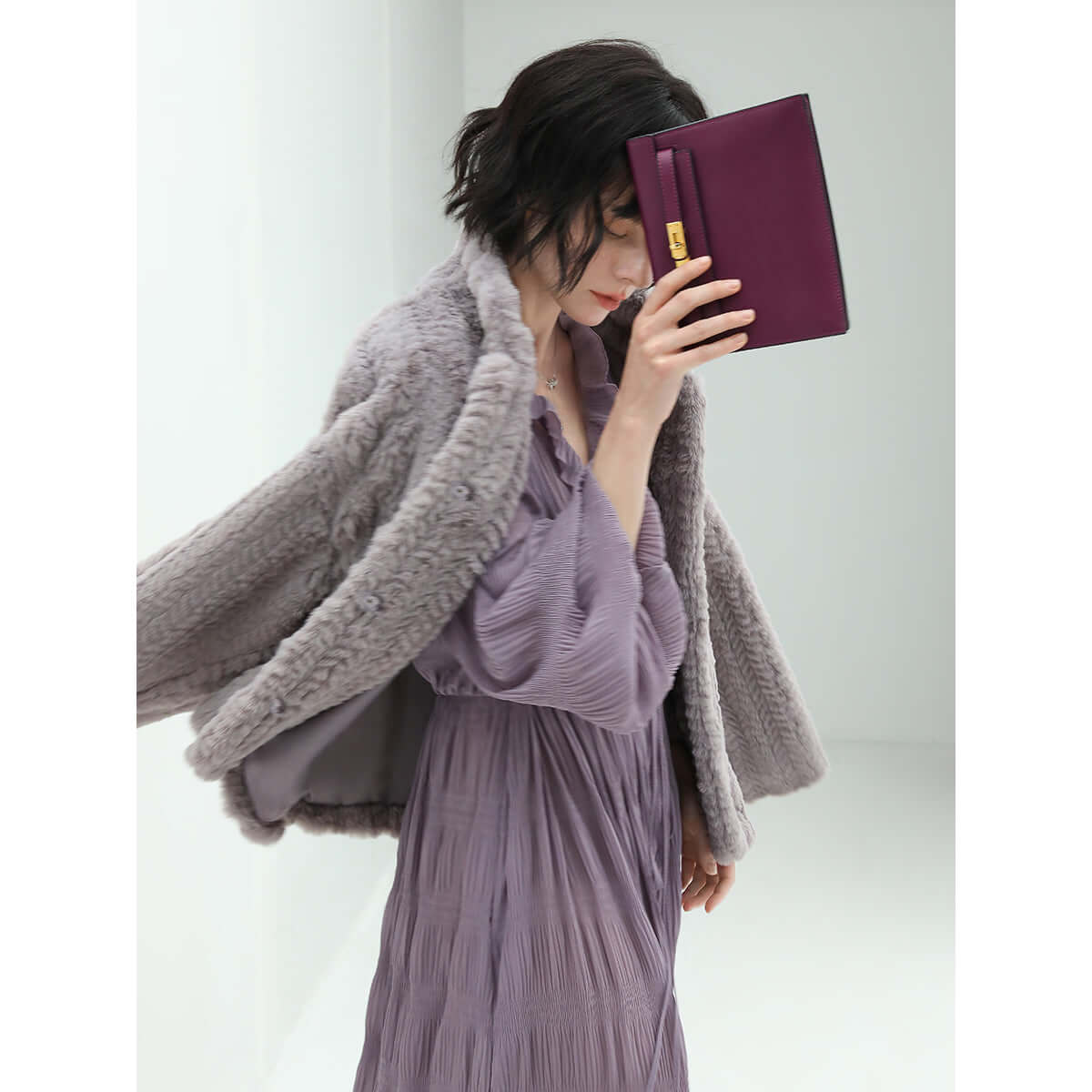 faux shearling knitted lavender bomber jacket all lavender 3