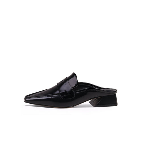 faux snake skin mules all black 1
