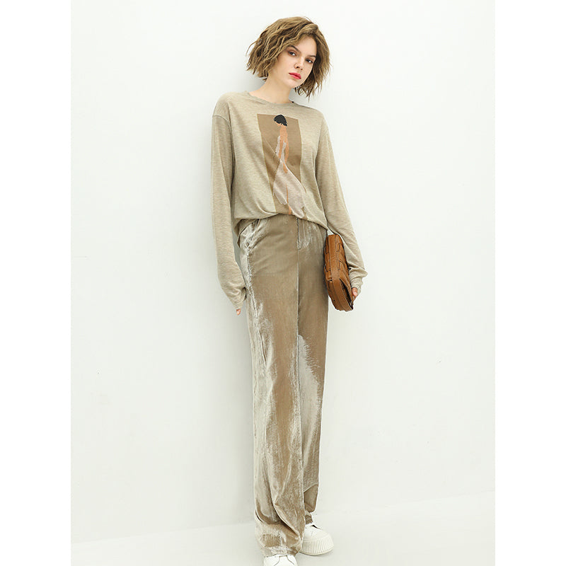 femme bride graphic knitted long sleeved khaki tee all khaki 3