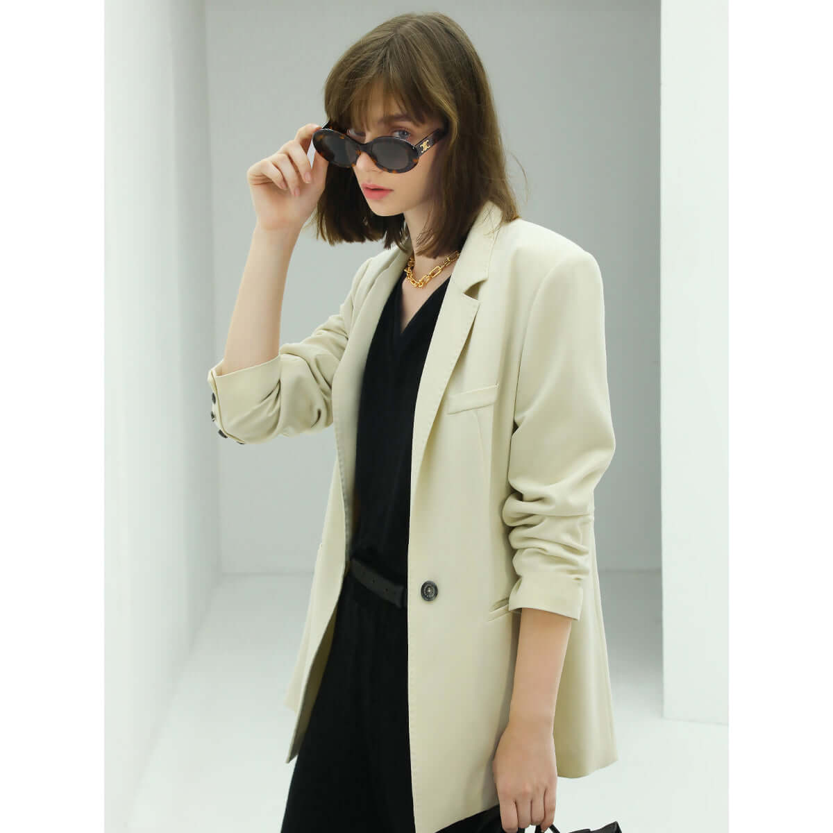 femme single breasted cream blazer all cream 2