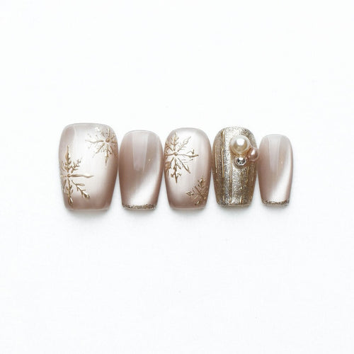 Firework Glow Champagne Cat-Eye Press-On Nails