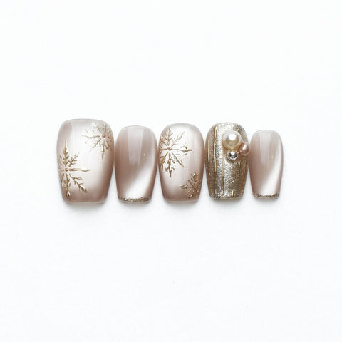 Firework Glow Champagne Cat-Eye Press-On Nails