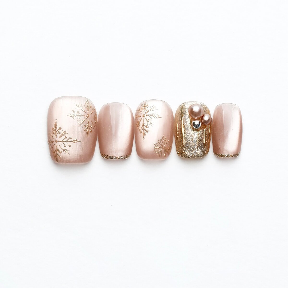 Firework Glow Champagne Cat-Eye Press-On Nails