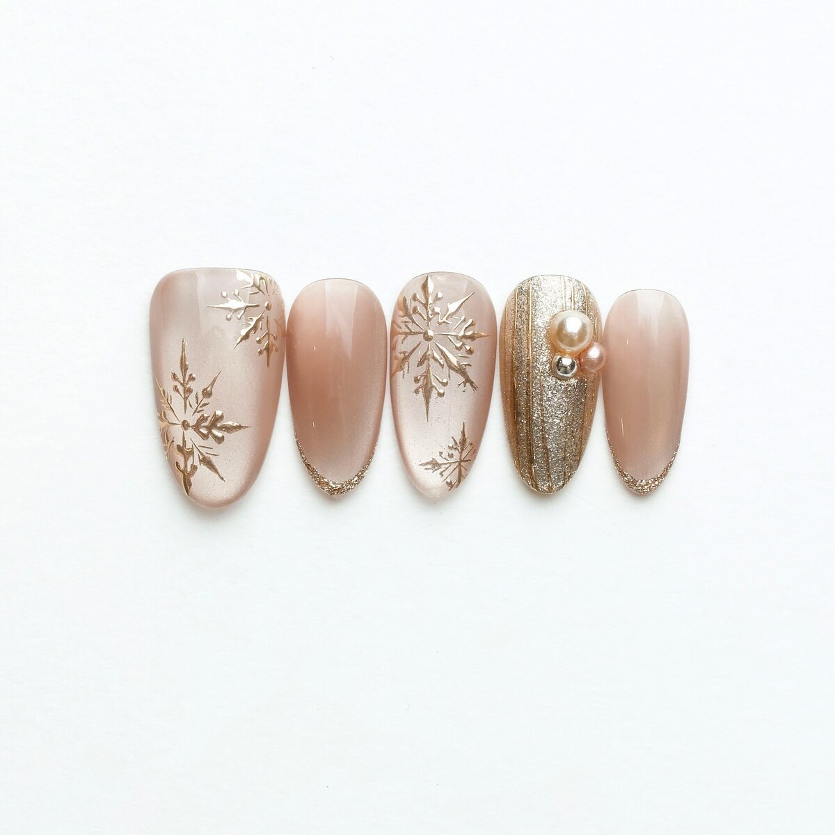 Firework Glow Champagne Cat-Eye Press-On Nails