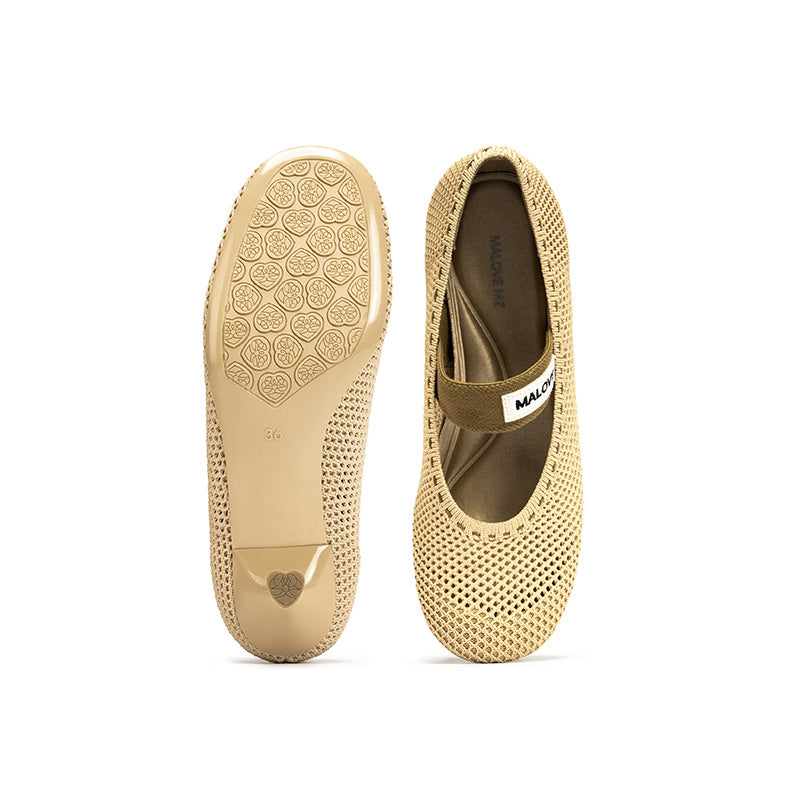 Fishnet Mary Jane Pumps – Round Toe Knit Sculpted Heels