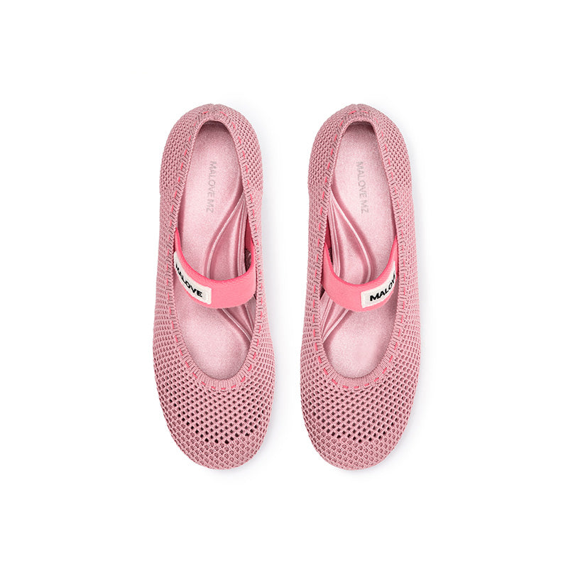 Fishnet Mary Jane Pumps – Round Toe Knit Sculpted Heels