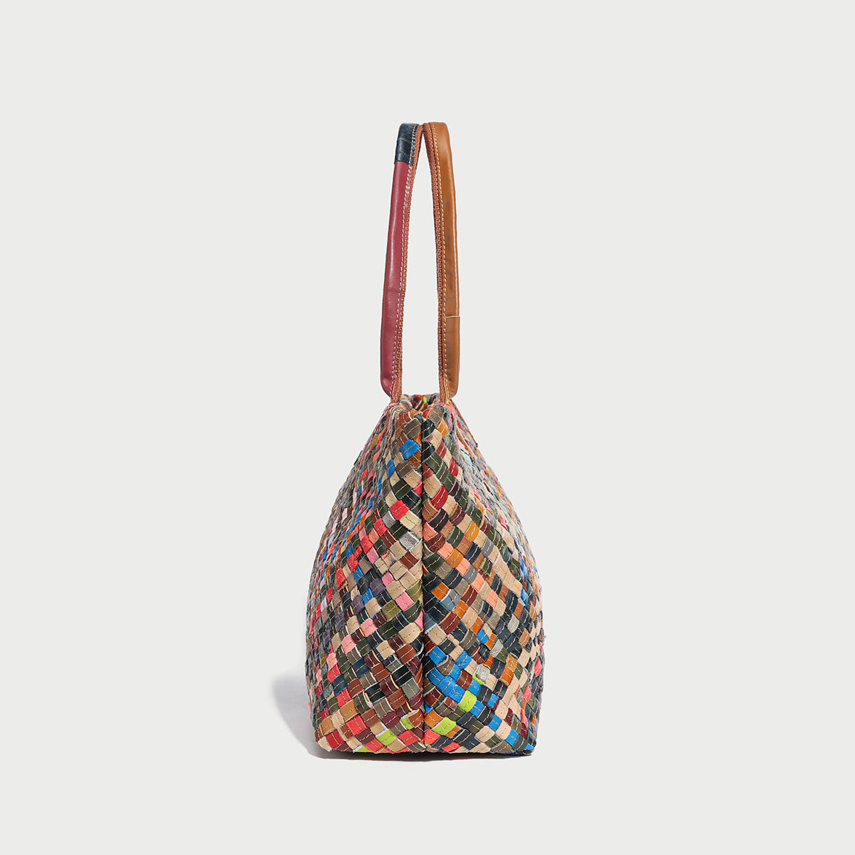 flamboyant woven leather tote bag rainbow 4