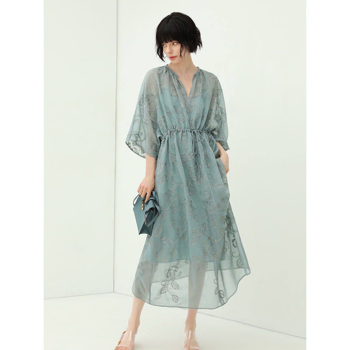 Flimsy Sheer Blue Two Piece Dress