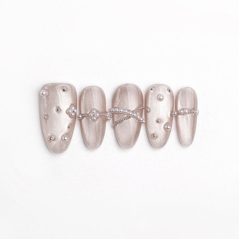 Floating Pearl 3D Press-On Nails
