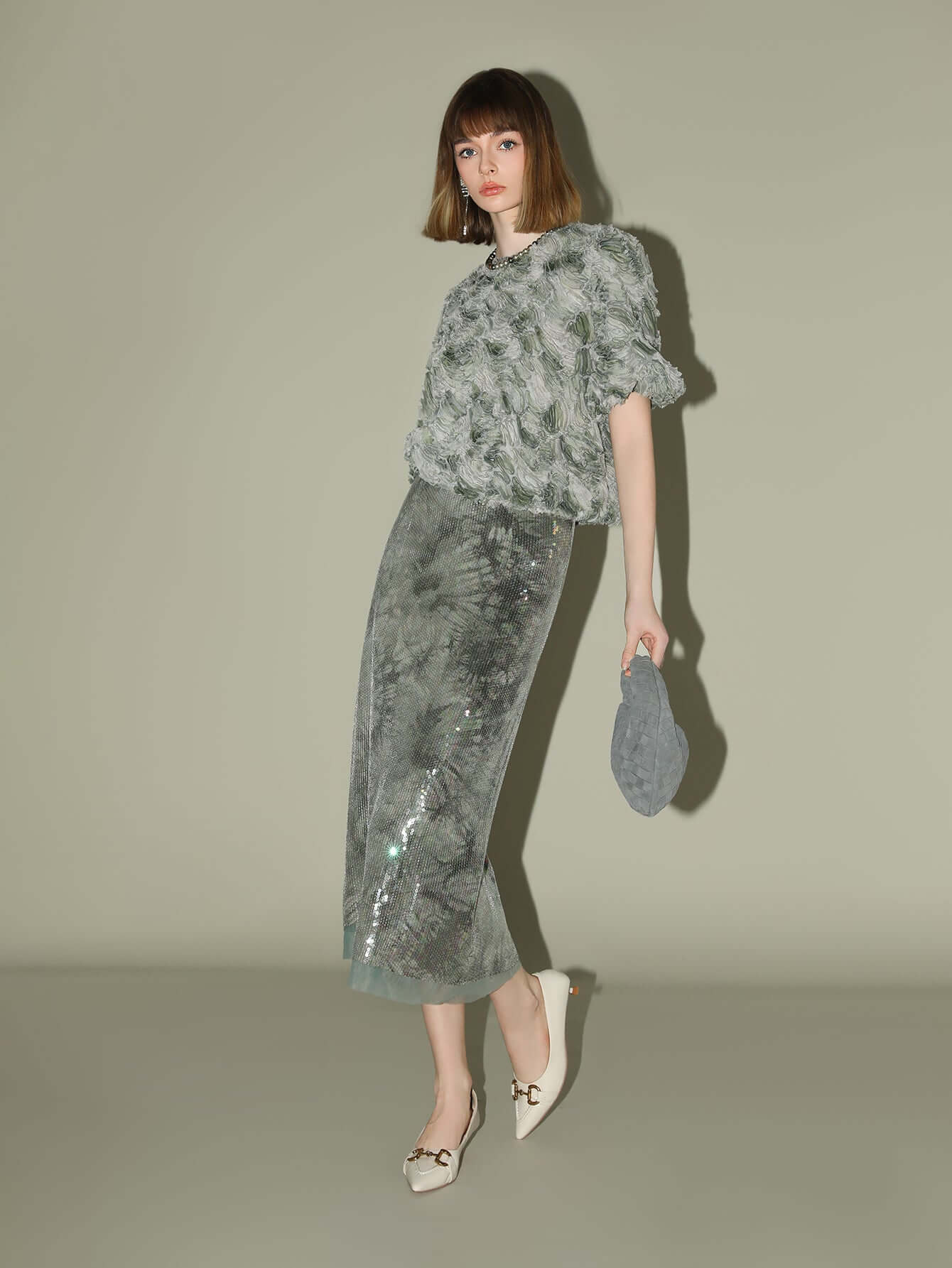 floral applique gradient mint green mesh sleeve top all mint 2