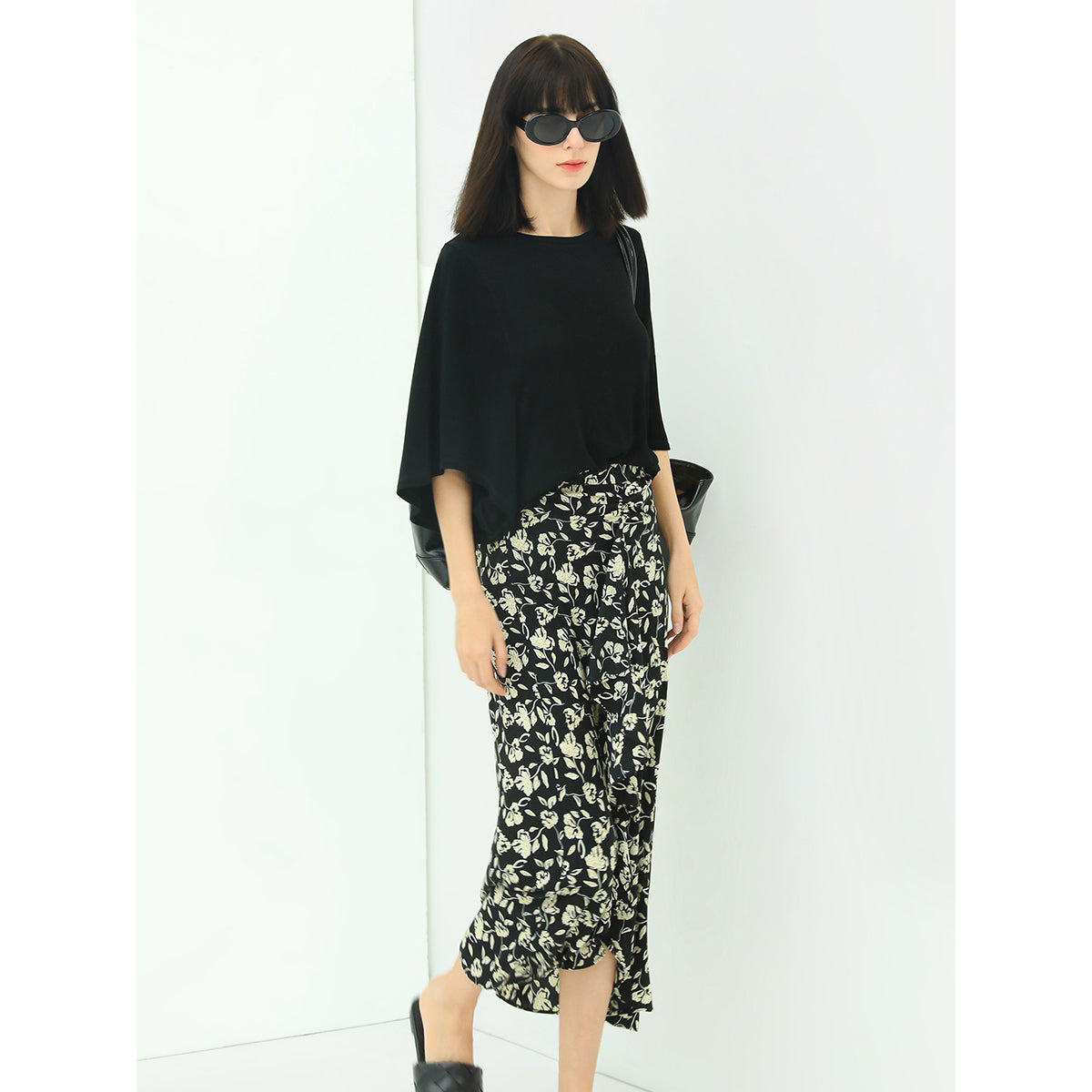 floral black wrap skirt all black 2