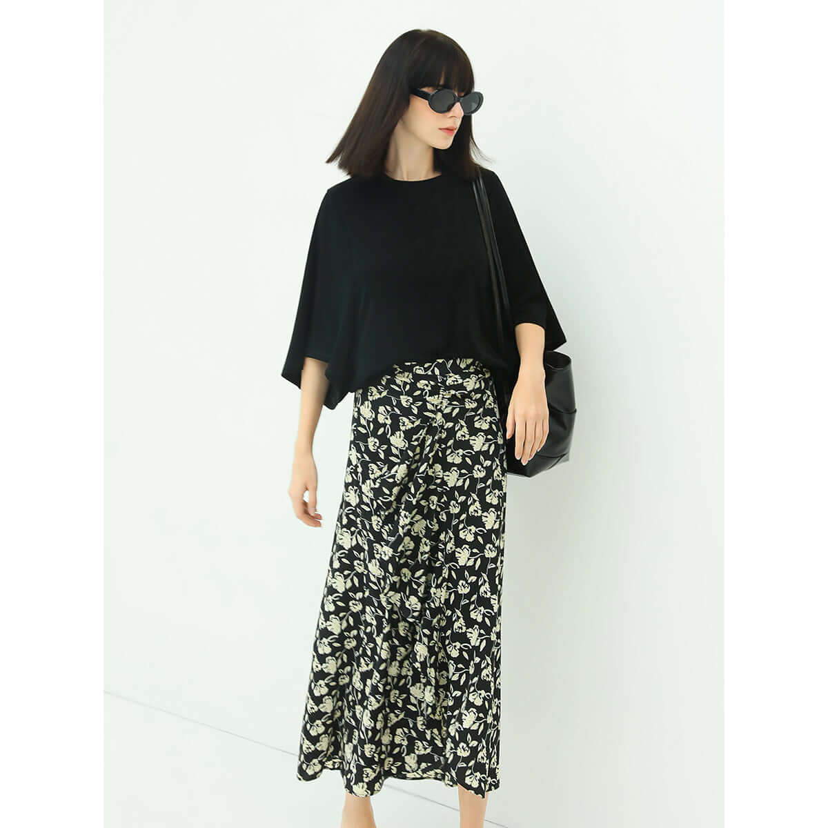 floral black wrap skirt all black 3