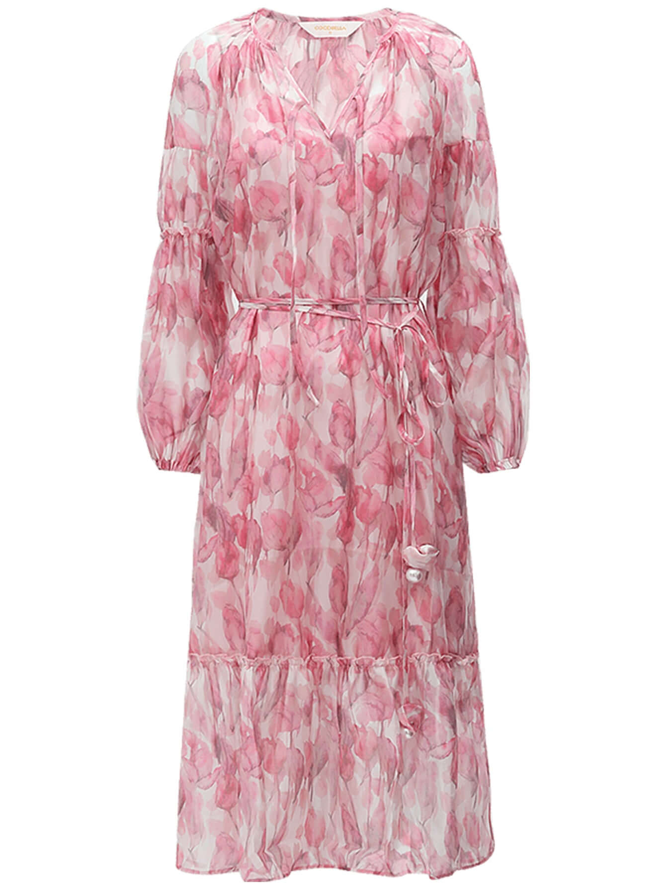 floral blush pink two piece chiffon dress all pink 4