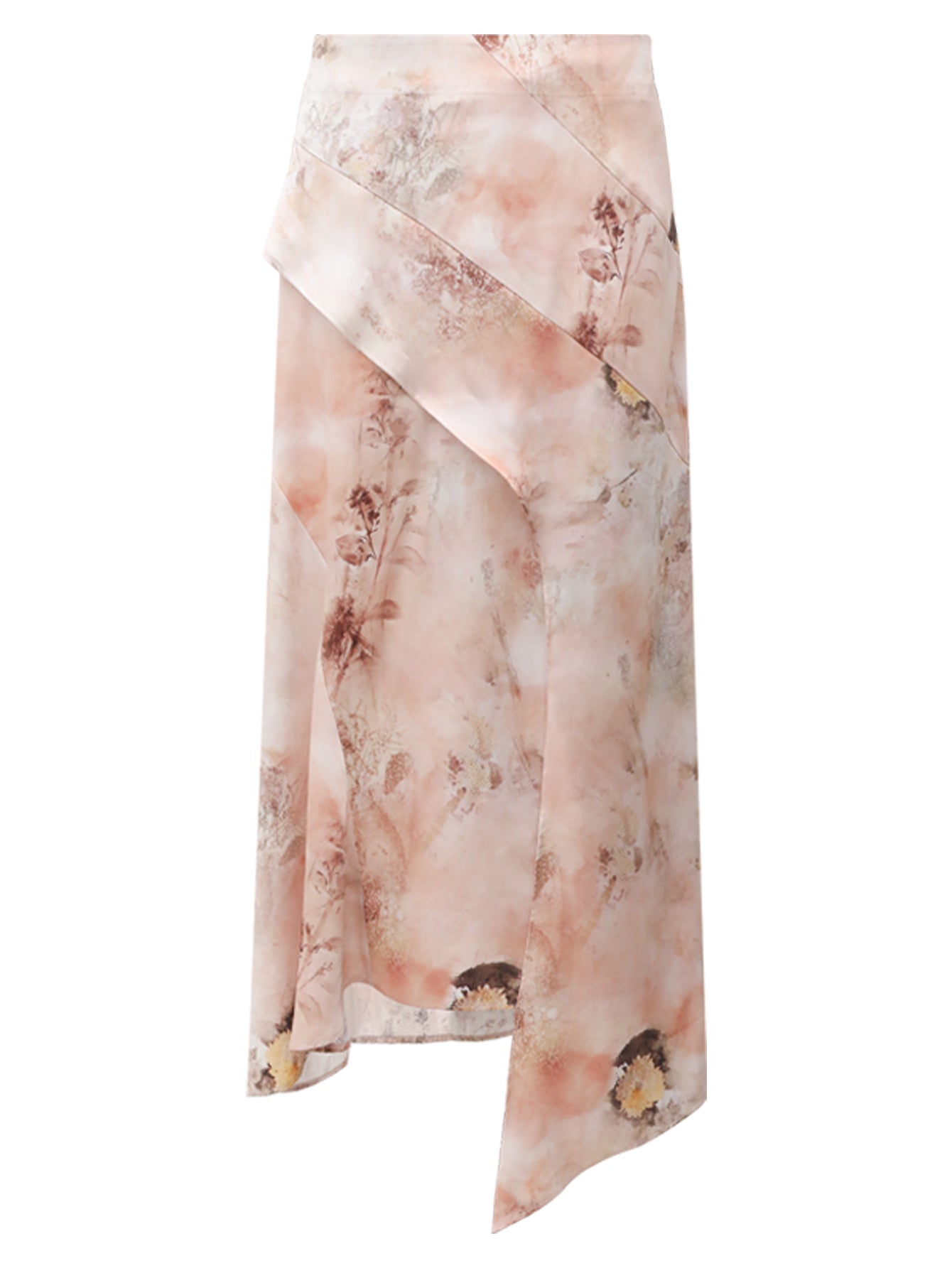 floral gradient panel asymmetrical hem satin skirt all pink 4
