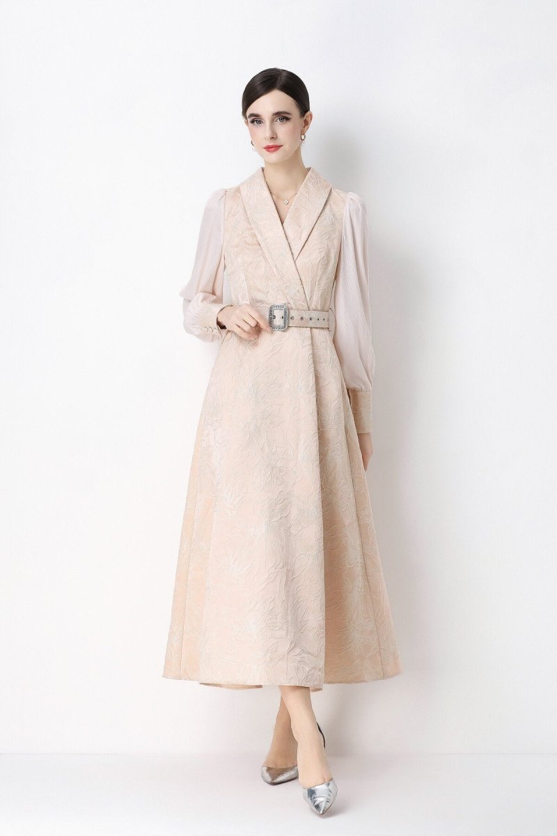 Floral Jacquard Wrap Dress