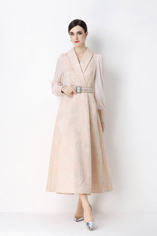 Floral Jacquard Wrap Dress
