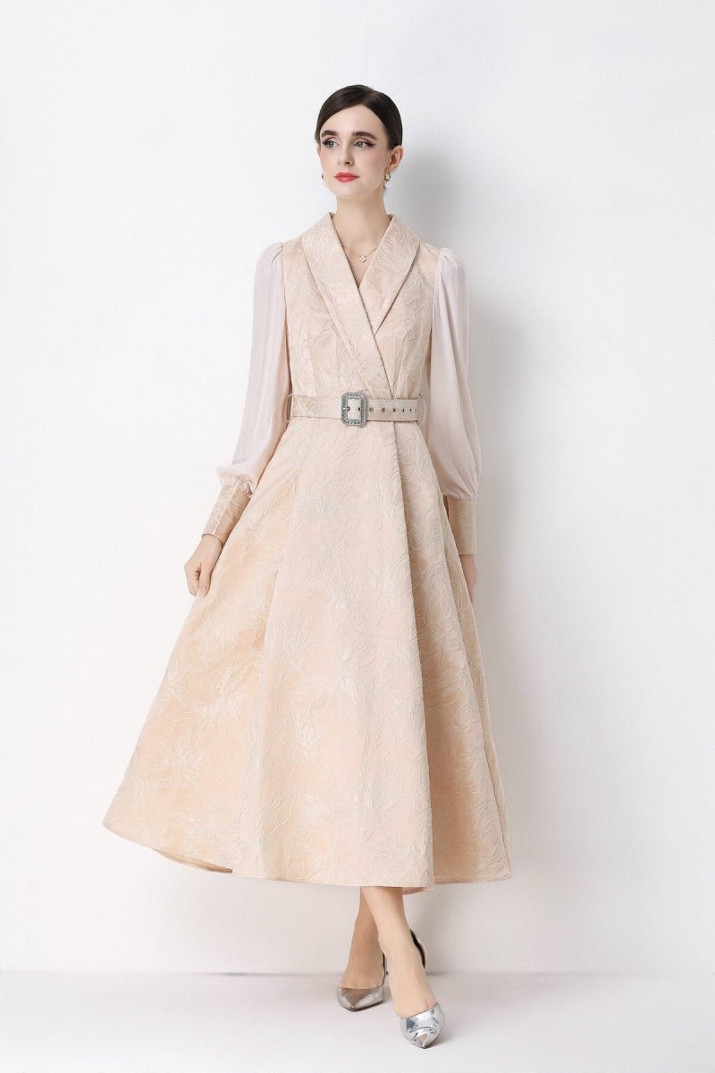 Floral Jacquard Wrap Dress