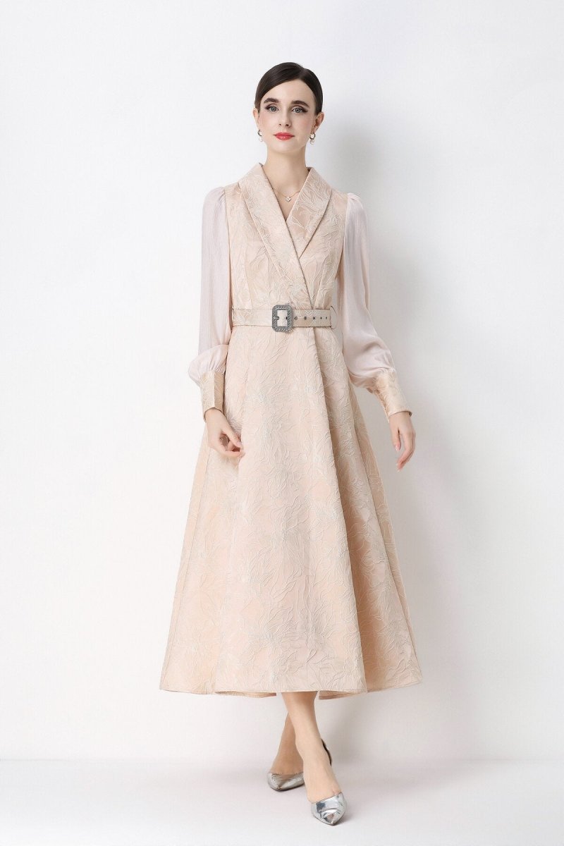 Floral Jacquard Wrap Dress