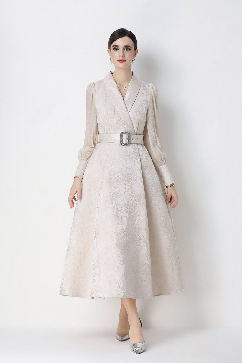 Floral Jacquard Wrap Dress
