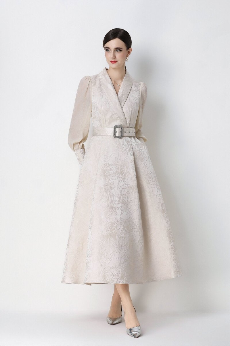 Floral Jacquard Wrap Dress