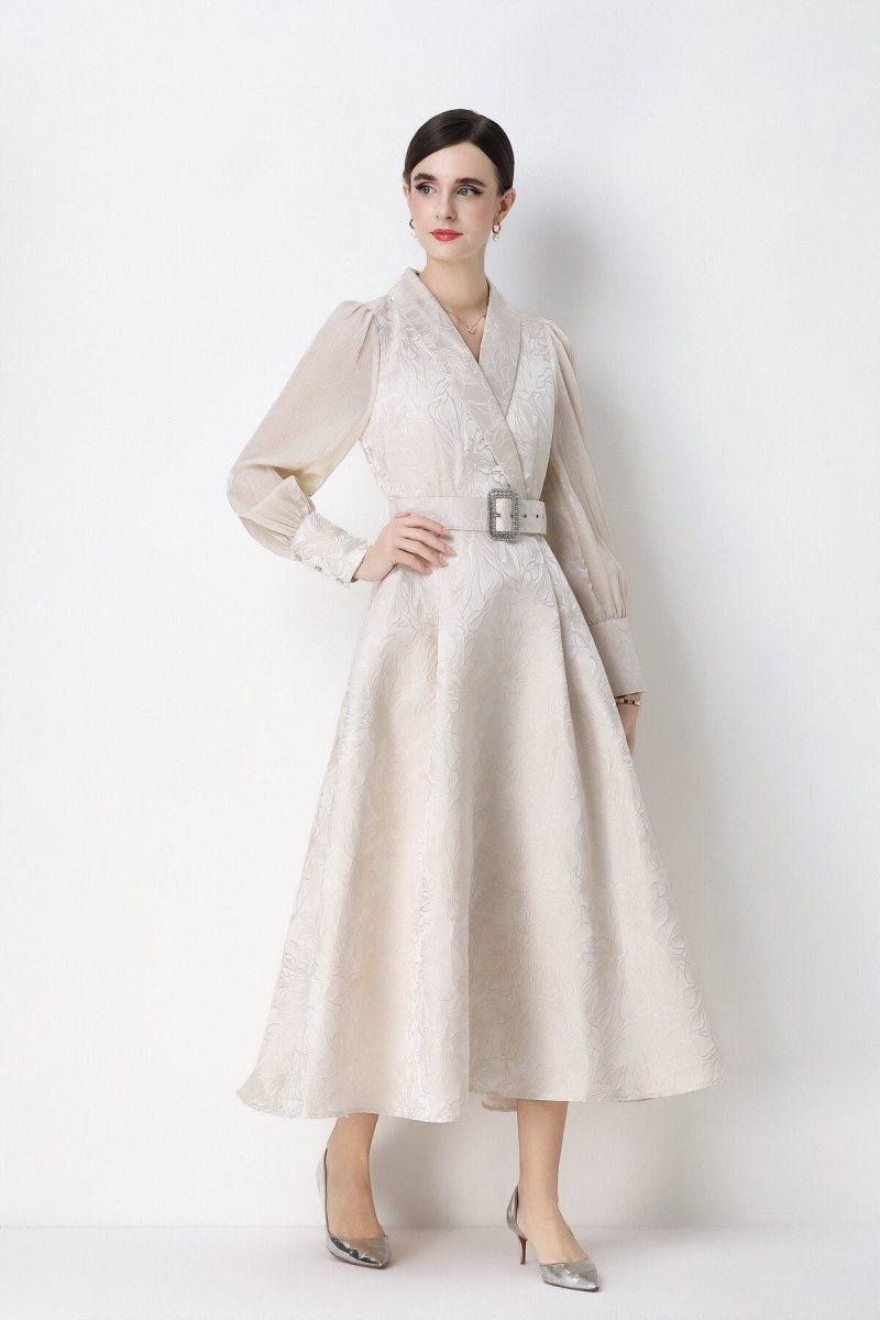 Floral Jacquard Wrap Dress