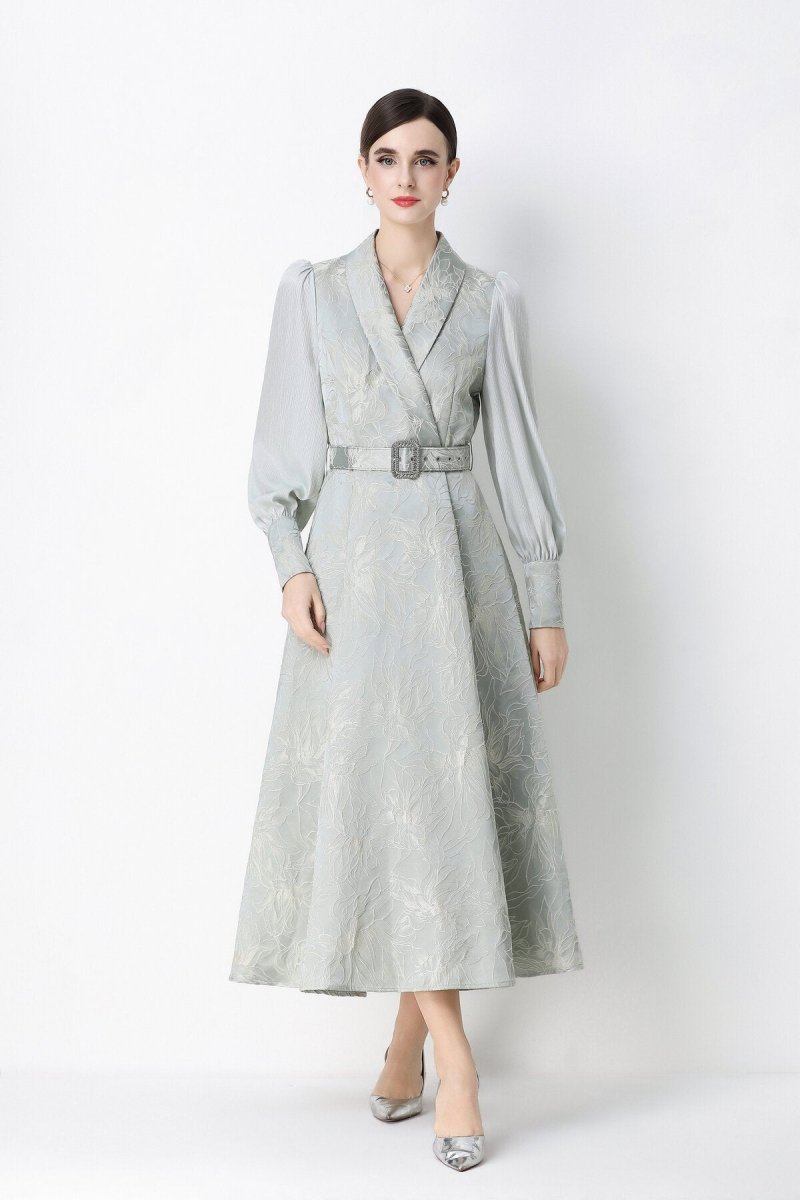 Floral Jacquard Wrap Dress
