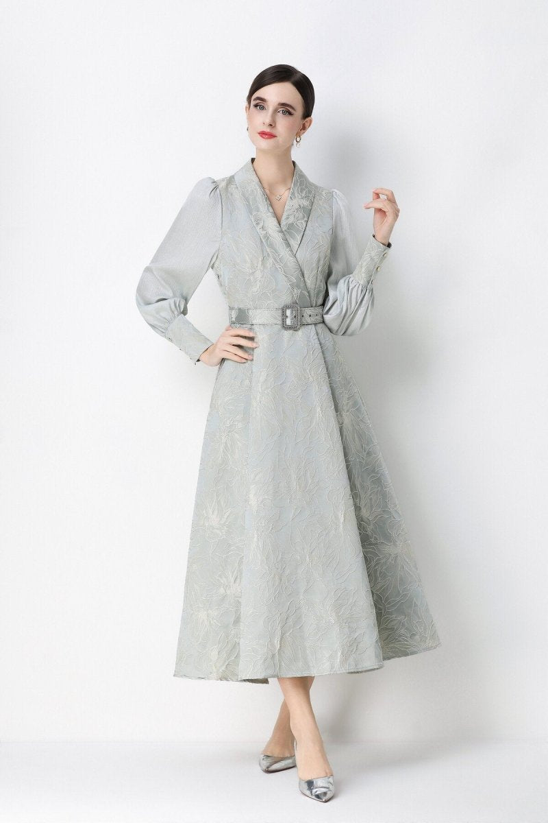 Floral Jacquard Wrap Dress