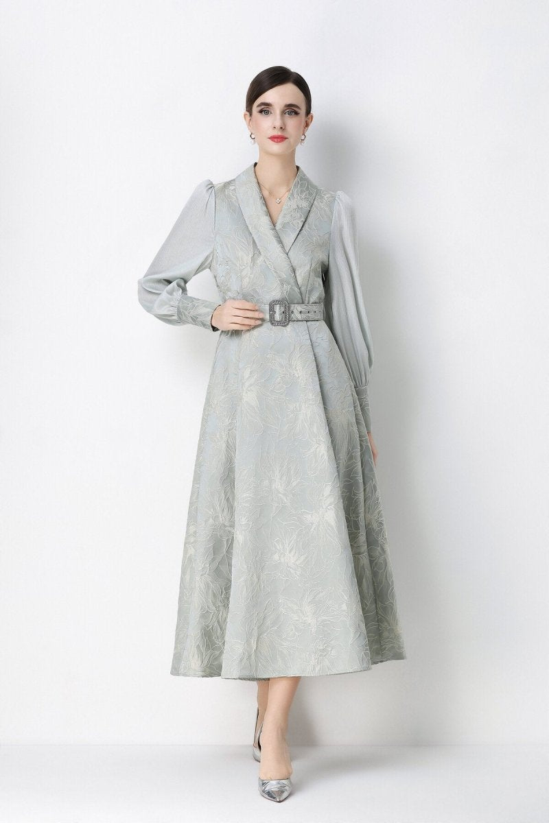Floral Jacquard Wrap Dress