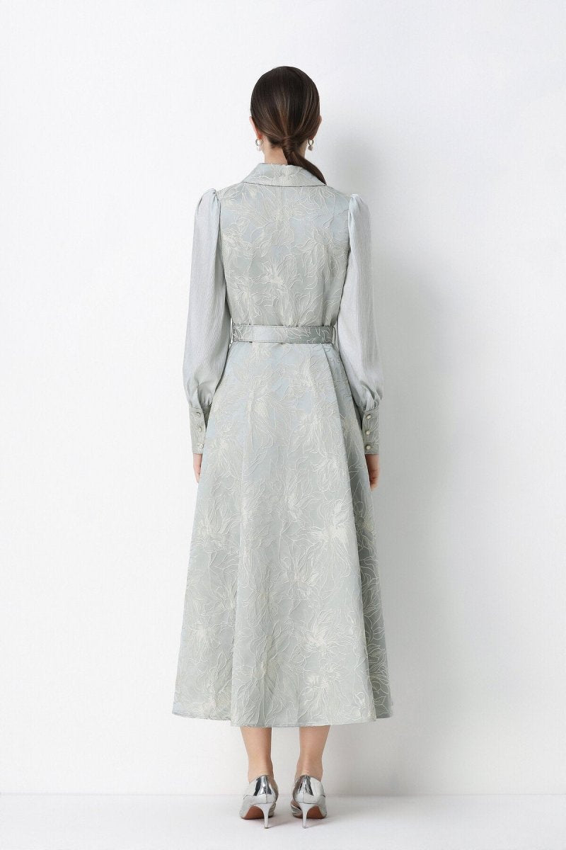 Floral Jacquard Wrap Dress