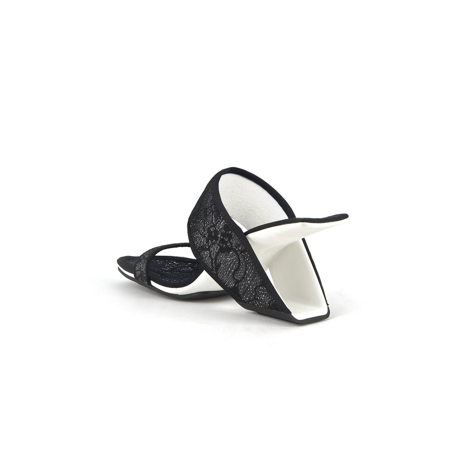 floral lace square toe mules all black 4