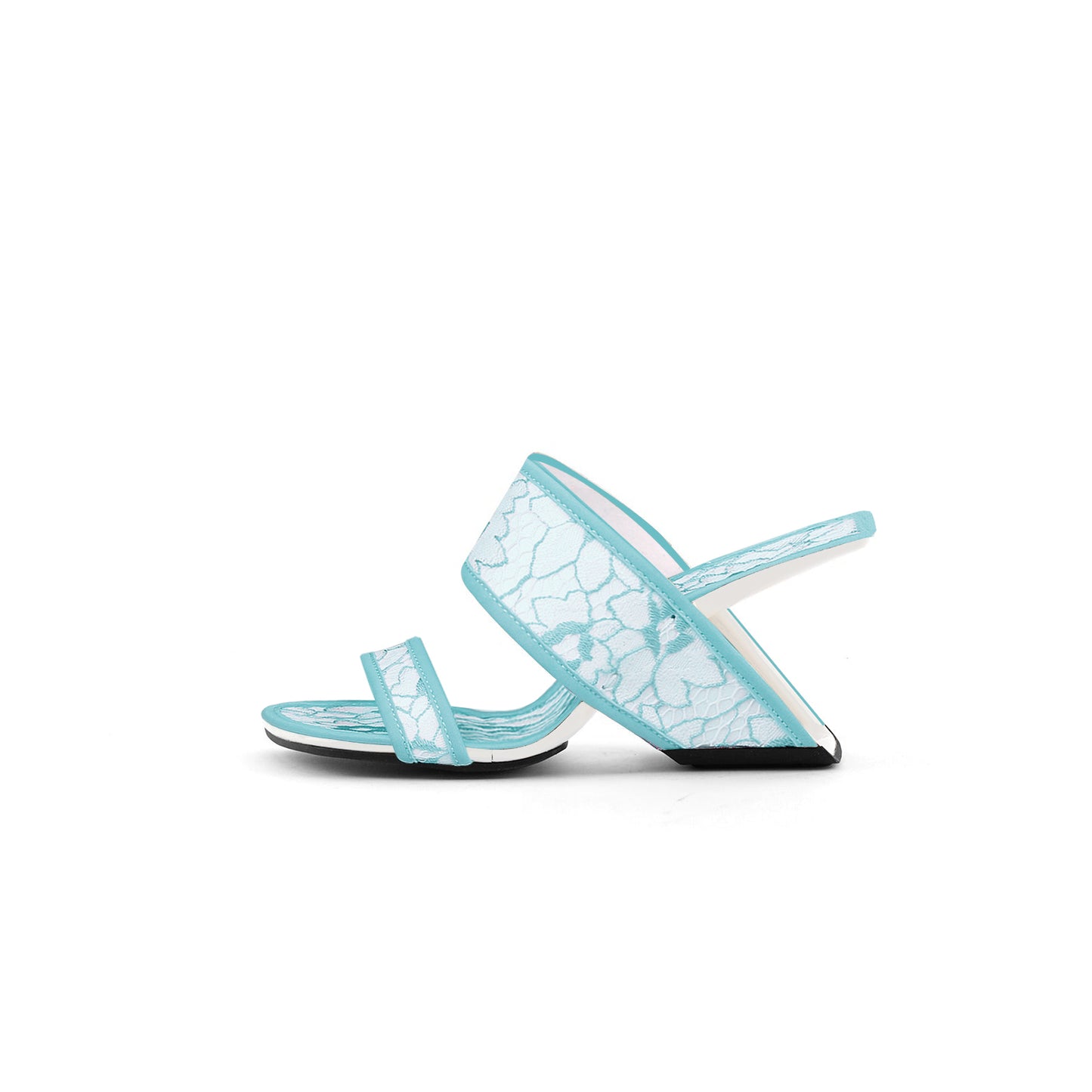 floral lace square toe mules all blue 1