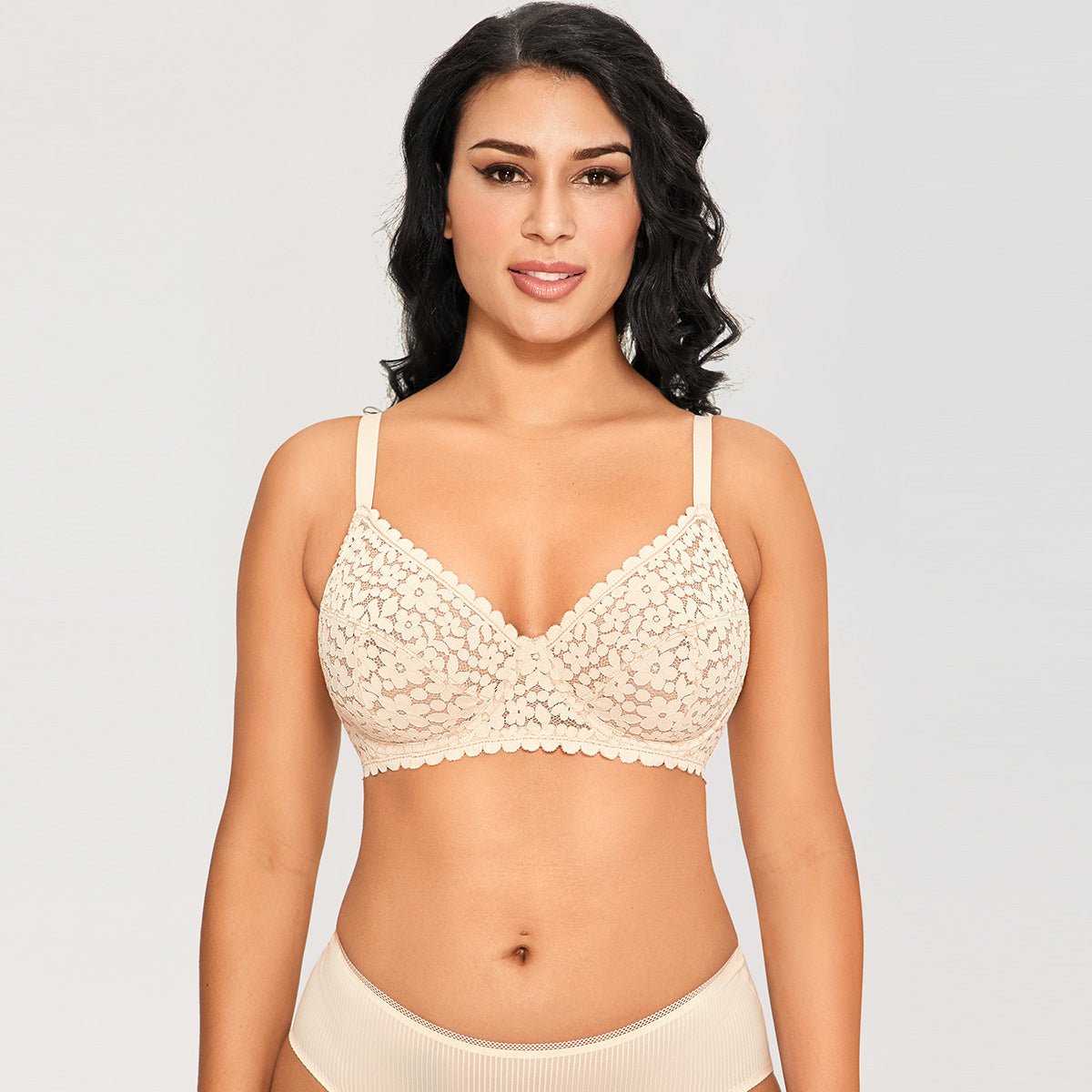 Floral Lace Unlined Minimizer Full Coverage Underwire Bra