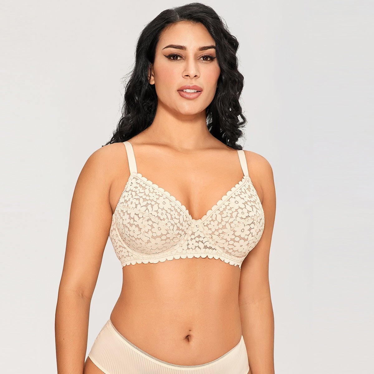 Floral Lace Unlined Minimizer Full Coverage Underwire Bra