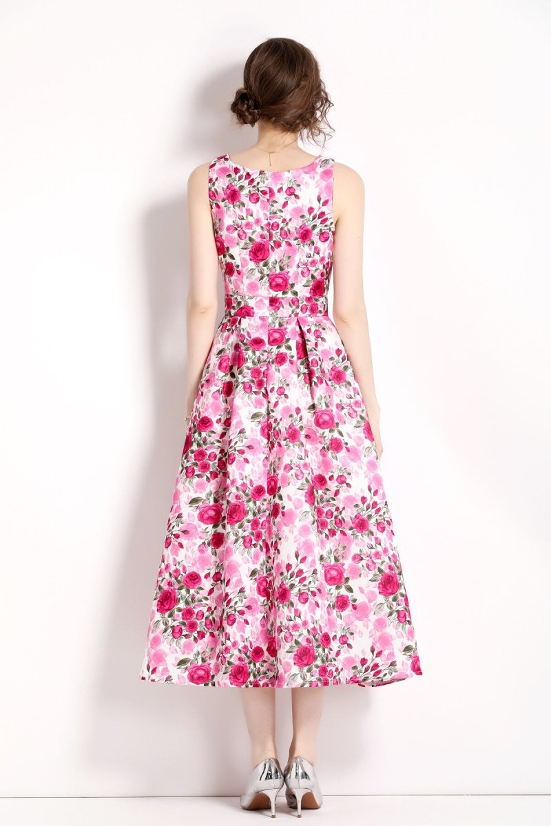 floral pink sleeveless midi dress all pink 4