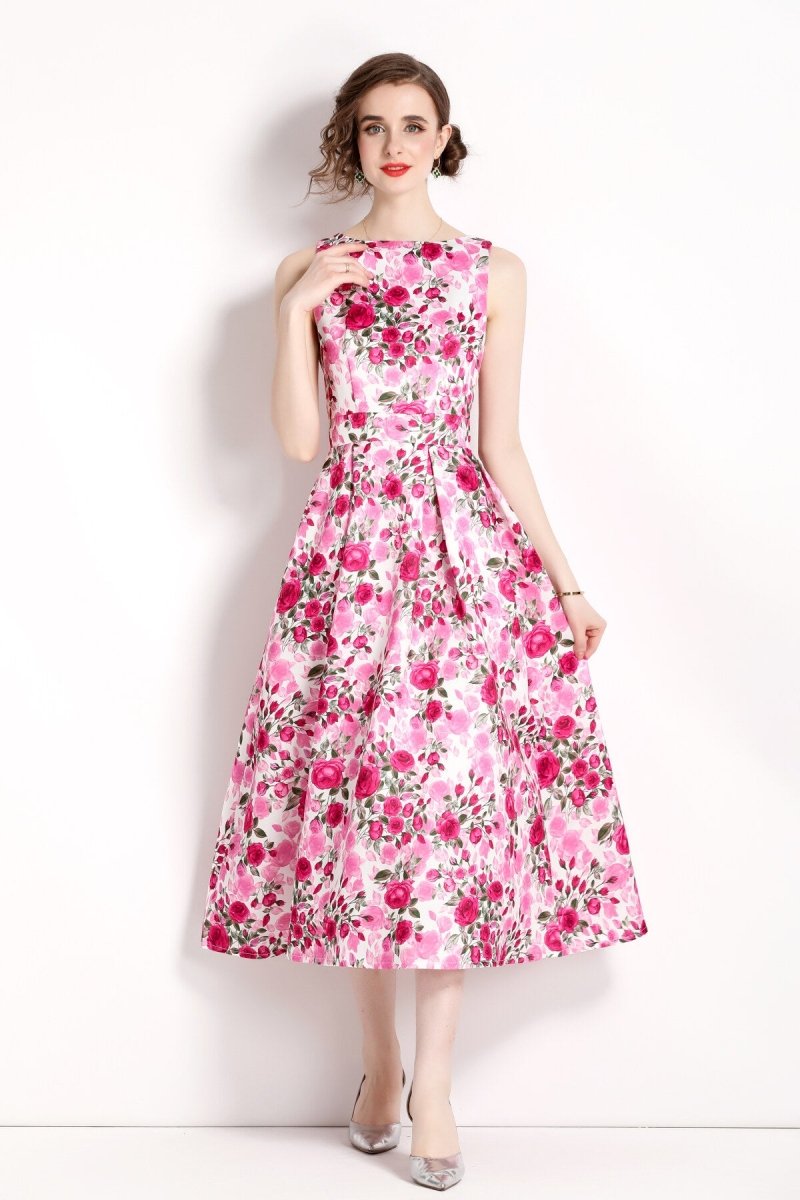 floral pink sleeveless midi dress all pink 3