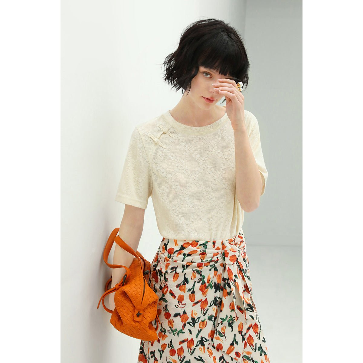 floral shoulder knot knitted ivory tee all ivory 3