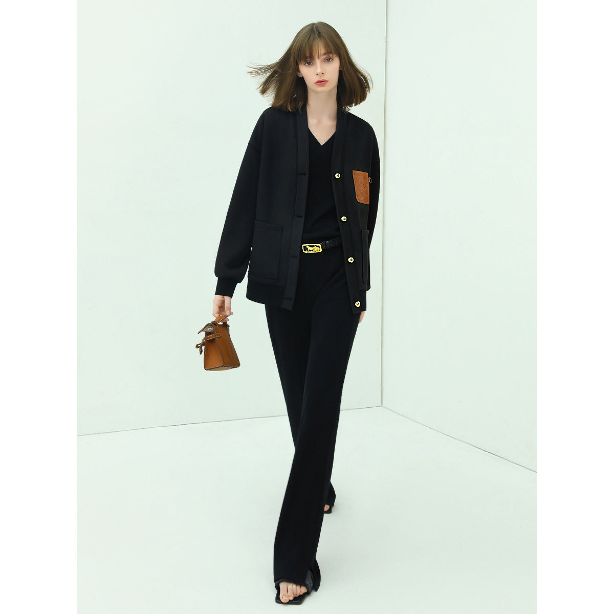 flowy button down black cardigan all black 2