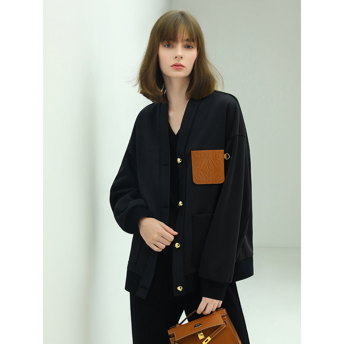 flowy button down black cardigan all black 3