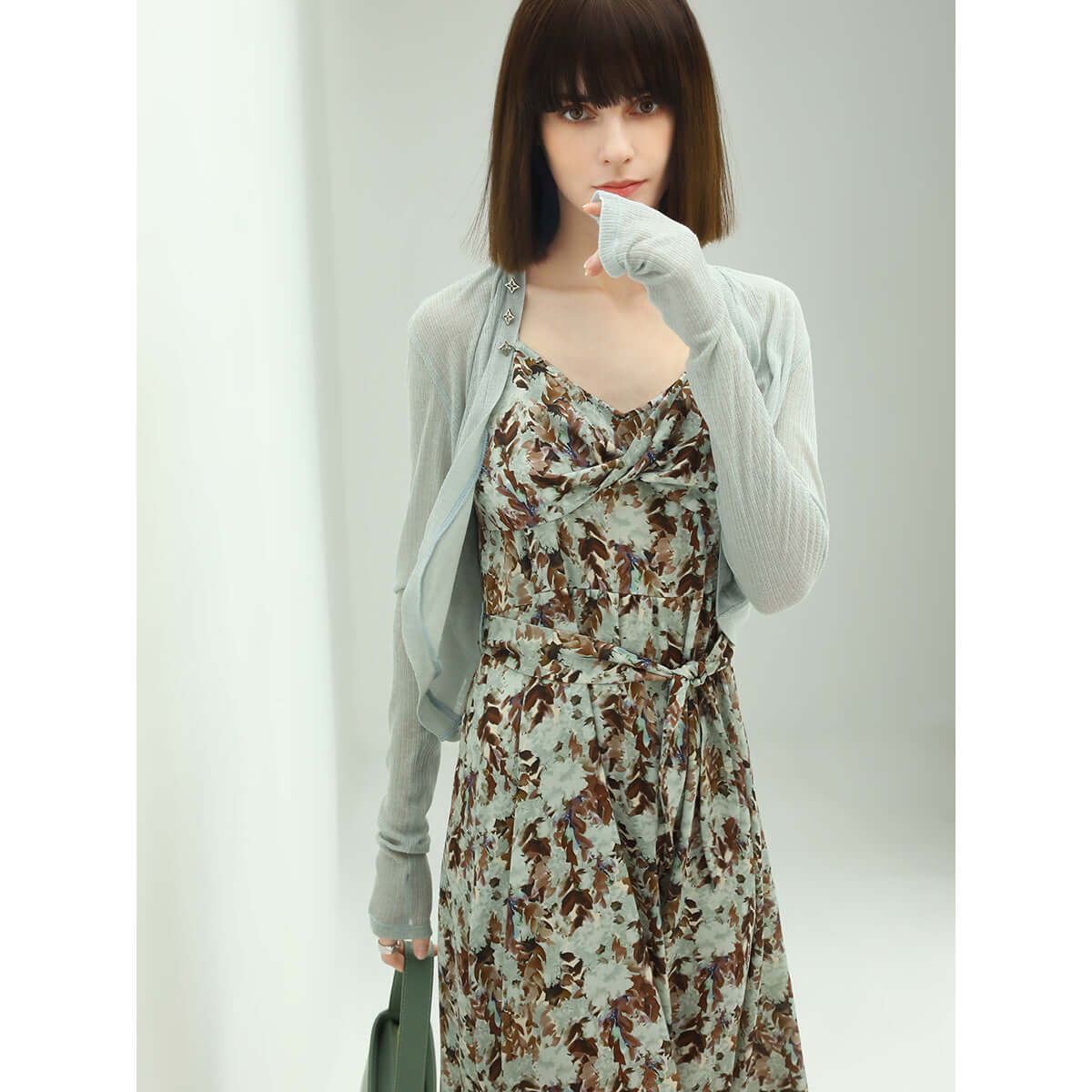 flowy lightweight mesh cropped grey cardigan all grey 3