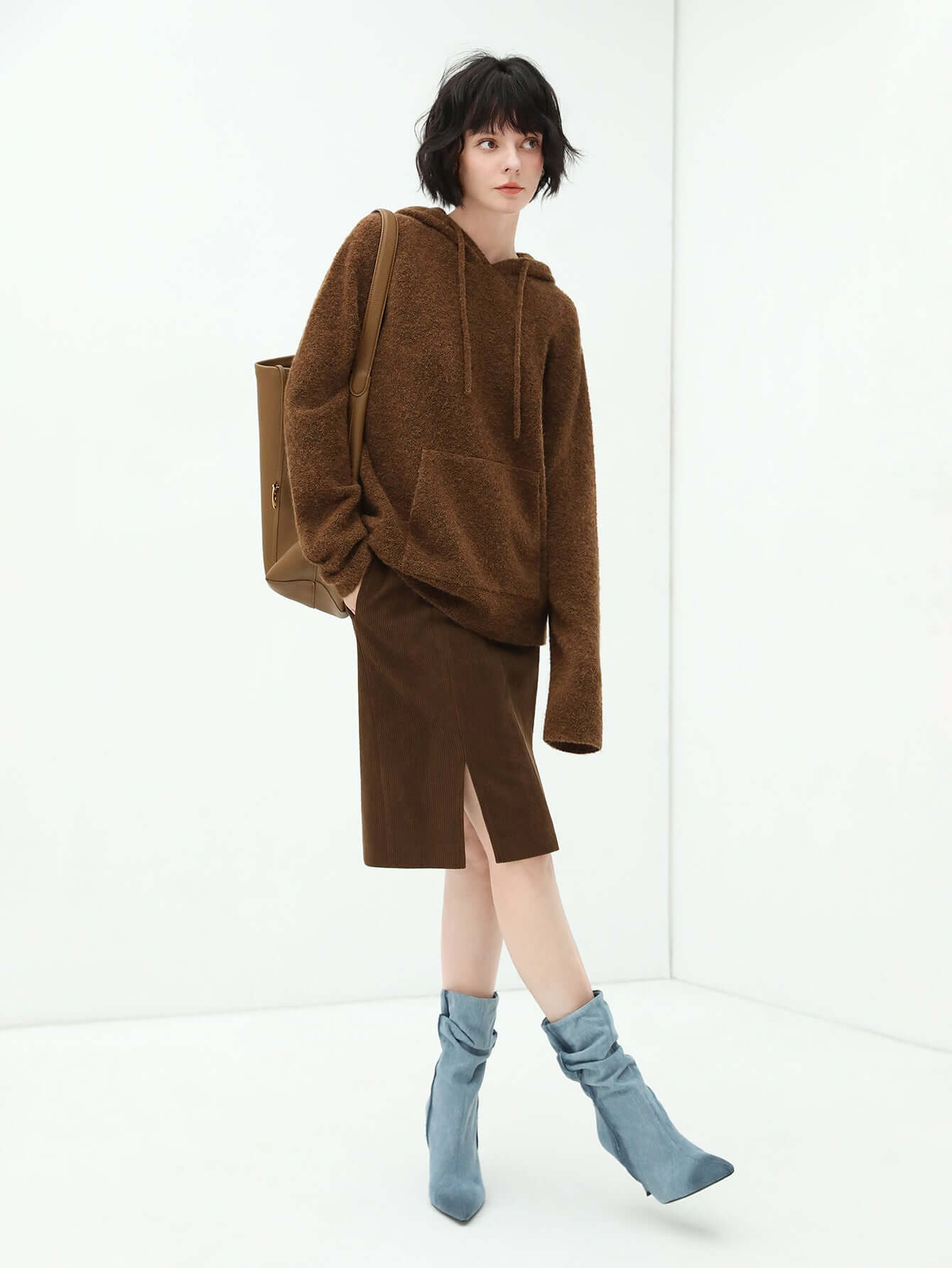 fluffy brown hooded sweater all brown 2